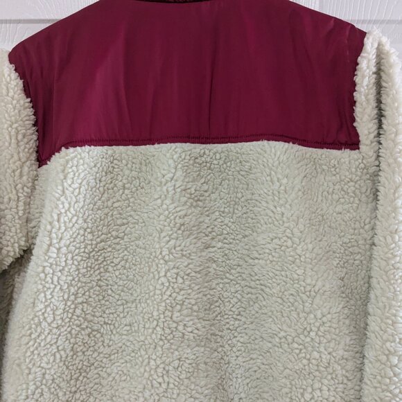 Original J. Crew Boys' XL Beige Faux Fur Sherpa Jacket with Red Accents - Picture 7 of 14